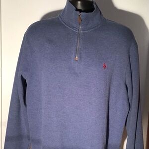 Polo Ralph Lauren 1/4 Zip‎ Sweater Men’s X-LARGE Blue Pullover Vintage- red pony